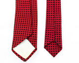 50s Red & Black Skinny Tie - 1950s MCM Rayon Brocade Necktie - Mid Century Modern 50's - Geometric Squares Pattern Brocade - Sock Hop Style