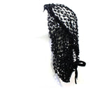 Rare 1960s Black Snood Hat - Velvet & Net Romantic Renaissance Inspired 60s Millinery - Bouffant Hairstyle Accent with Halo Style Rings