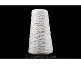 Natural Ecru Yarn with Woolly Texture - Over 1 Lb Cone - Oatmeal Pale Beige Wool Like Fiber - 1980s Fiber Arts Nylon Blend - North Carolina