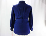 Size 8 1960s Shirt - Purple Blue Crepe 60s Tunic Top - Full Bishop Sleeves - 60's TV Sitcom Style Ladies Blouse - Original Tags - Bust 39