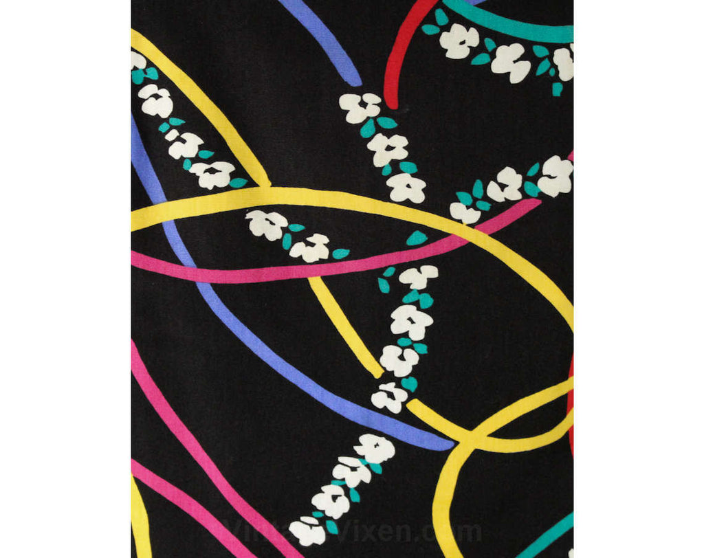 Size 6 Sun Dress - 1990s Black & Rainbow Novelty Print Cotton - 90s Co Vintage Vixen Clothing Size 6 Sun Dress - 1990s Black & Rainbow Novelty Print Cotton - 90s Co Vintage Vixen Clothing
