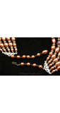 Dramatic 1950s Mocha Glass & Pearls Five-Strand Necklace - Cocoa Brown Pearlized Beads - Multi Strand 50s 60s Necklace - 35562-1