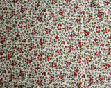 50s Floral Print Fabric - 47 x 44.5 Inches Wide - Pink Red Green White 1950's Cotton Blend Flowers Broadcloth Yardage - 1.3 Yards 1 1/3
