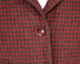 Size 10 Tweed Suit - 1950s Brick Red & Charcoal Gray Tailored Medium Jacket and Skirt - Maroon Checked Wool - Late 50s Early 60s - Waist 28