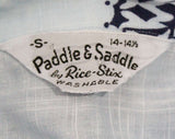 Small Men's 40s Seahorse Shirt - 1940s Novelty Print Sea Horse Cotton - Blue Tiki Aquatic Casual - Short Sleeve Beach Top - Chest 44 - NOS