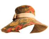 Autumn Roses 1960s Hat - Beautiful Orange & Copper Brown with Large Floppy Brim - Rich Fall Season Millinery - Top Stitching - Chesterfield