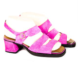 Size 6 Purple Sandals - 1960s Orchid Suede Summer Shoes - 60s Open Toe Mod Pumps - Zig Zag Stripe Design - NOS NWT NIB Vogue Deadstock - 6M