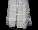 Size 0 Vintage Full Slip - 1950s White Sheer Lingerie - 50s Pure White Fancy Dress Slip by Aristocraft - Sheer Shirred Nylon Flounce Hem NOS