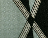1950s Men's Square End Tie - Retro 1940s 50s Necktie - Deco Diamonds Atomic Novelty Print - Copper Brown Charcoal Gray Celadon Green Brocade