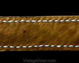 Tan Leather Belt with Artisan Rainbow Stitching - Size 10 to 14 Beautifully Made Leatherwork - Brown Red Yellow Green Blue - Western Cowgirl