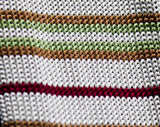 1980s Giorgio Armani Men's Tie - Square End Knit Striped Necktie - Retro Mens Designer - Gray Maroon Red Olive Green Tan Brown 80s Silk