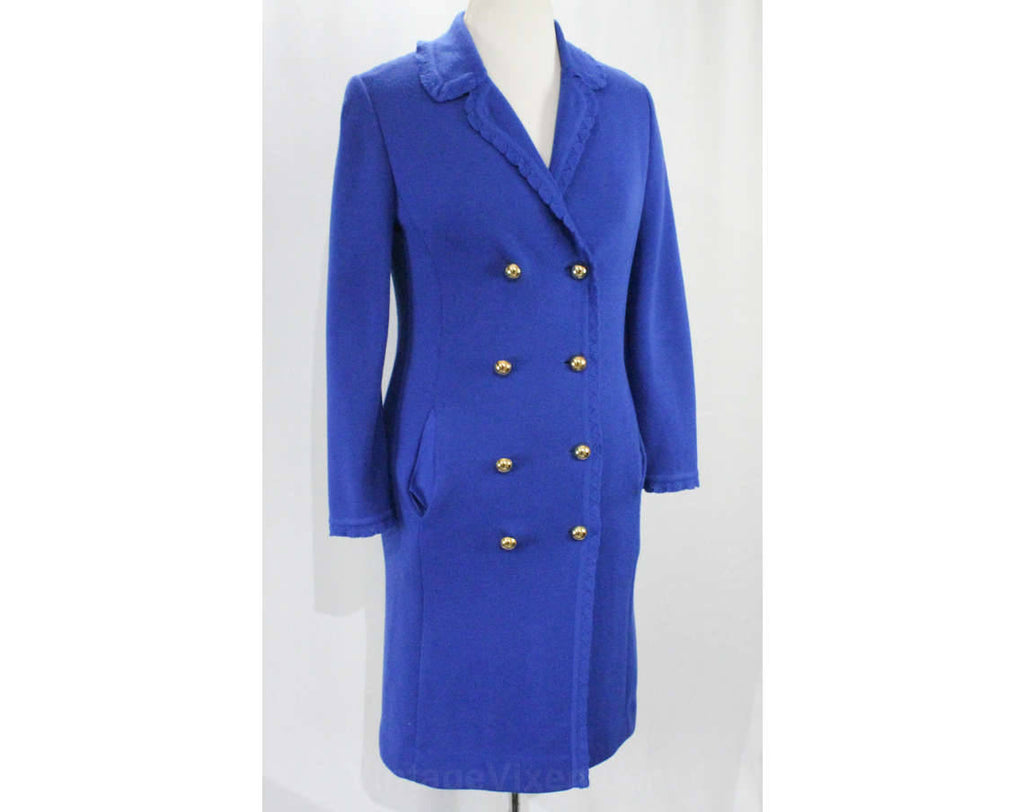 Size 4 Cobalt Blue Dress & Coat - 1960s Wool Knit Long Sleeve Sheath w Vintage Vixen Clothing Size 4 Cobalt Blue Dress & Coat - 1960s Wool Knit Long Sleeve Sheath w Vintage Vixen Clothing
