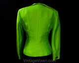 Size 8 Christian Dior Suit Jacket - Electric Lime Green Double Breasted Blazer with Black Buttons - Sharp 1990s Power Suit Chic - Bust 36