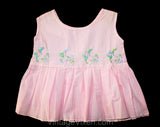 3T Girls 1950s Pink Gingham Dress - Charming Toddler Planting Flowers 60s Summer Tunic Top - Pastel Blue Green - How Does Your Garden Grow