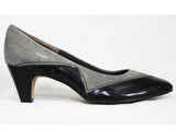 30s Style Shoes - Size 6 1/2 M - Gray Suede & Black Patent Leather 1970s Shoes - Sexy Grey 70s 80s Heels - Hush Puppies NOS Deadstock 6.5