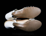 Size 6.5 White Sandals - Sexy Strappy 1970s Shoes - 6 1/2 - White 70s Ankle Strap Heels - Open Toe - Deadstock Shoe - 48089-1