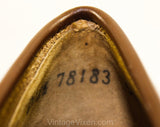 Size 13 Boys Shoes - 1950s 60s Brown Leather Loafers - Child Size Boy's 13D - Antiqued Chainlink Metal Buckle - Preppy Deadstock NIB In Box