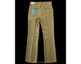 Men's Medium 60s Pants - Mod Late 1960s Khaki Brown Tailored Pant - Boot Cut Flare Leg Trouser - Savoy Deadstock - Waist 32.5 - Inseam 34.75