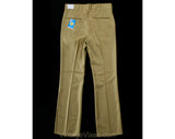 Men's Medium 60s Pants - Mod Late 1960s Khaki Brown Tailored Pant - Boot Cut Flare Leg Trouser - Savoy Deadstock - Waist 33 - Inseam 36.25