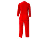 Size 8 1950s Pant Suit - Red Velveteen Tunic & Capri Cropped Pants - Audrey Style 50s 60s Cotton Outfit - Made in Milan Italy - Waist 26.5