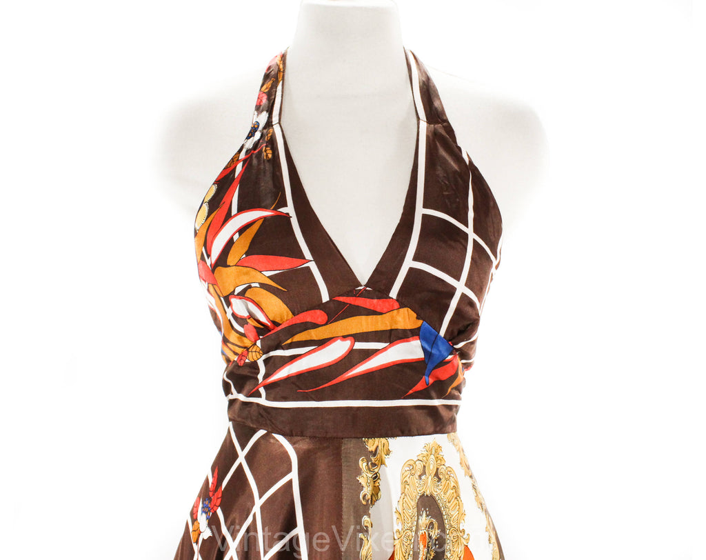 Size 6 1970s Hippie Dress - Gorgeous Scarf Novelty Print - 70s Boho Ha Vintage Vixen Clothing Size 6 1970s Hippie Dress - Gorgeous Scarf Novelty Print - 70s Boho Ha Vintage Vixen Clothing