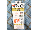 Teen Boys 1960s Shorts - Size 14 Sky Blue & Mustard Plaid Bermuda Shorts - 60s Summer Ivy League Style Classic Deadstock NWT - Waist 26