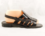 Size 9 Unworn Leather Sandals - Dark Brown Gladiator Style 60s Shoes - Made in Italy - Roman Soldier Summer Sandal - 1960s NOS Deadstock