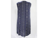 Large 1960s Summer Dress - Size 14 60s House Dress - Navy Blue & White Wallpaper Striped Cotton Sleeveless - Deadstock - Bust 41 - 49223