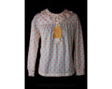 Size 8 Pajama Top - Cute 1960s Pink Polka Dot Flannel PJ - 60s Pajamas - 3/4 Sleeve - Kitsch Spring Deadstock - NWT - Bust 37 - 36273-1