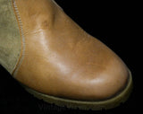 Size 6 1/2 Beige Suede Boots - 1970s Deadstock - Faux Shearling Lining - Beautiful Quality - Leather Buckle - Hiking Boot Sole - 43694-4