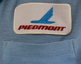 Men's XS Polo Shirt - 70s Mens Piedmont Airlines Logo Summer Top - 1970s Airport Airplanes - Sky Blue Cotton - Short Sleeve - Chest 36