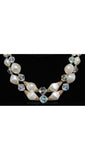 Classic 1950s Pretty White Beaded & Filigree Necklace - Pretty 50s Faux Pearls - Double Strand - Mid Century Femme - Glamour - Coro -36461-1