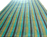 1960s Striped Cabana Fabric - Over 3 Yards Southwestern Style Jade Green Olive Saffron Yellow Red - 50s 60s Mid Century Textile Upholstery