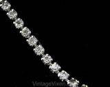 1940s 50s Rhinestone Necklace with Elegant Curving Design - Silver Hued Metal - 40s Formal Evening Dinner Party Jewelry - Beautiful Quality