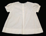 Dainty 1950s Baby's Dress - Size 3 to 6 Months - Fine Sheer White Cotton - Fine Blue Embroidery - All Hand Sewn - 50s Infant Girl's - 43882