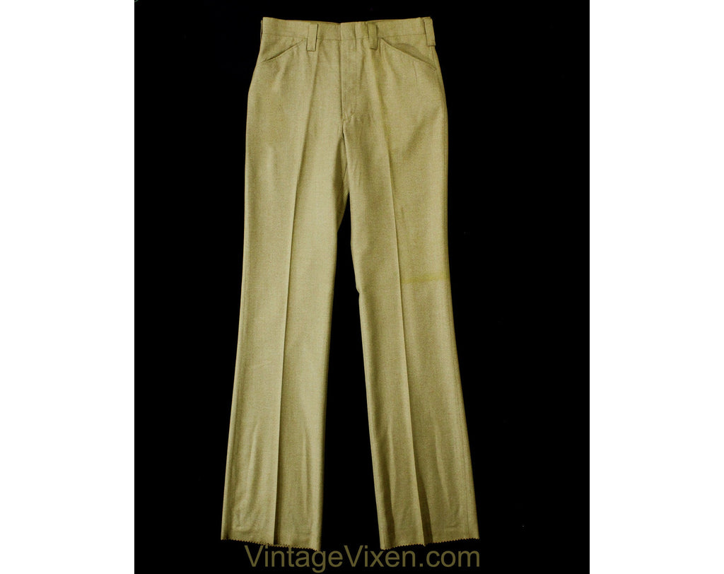 Men's Medium 60s Pants - Mod Late 1960s Khaki Brown Tailored Pant - Boot Cut Flare Trouser - Handsome Deadstock - Waist 32 - Inseam 36