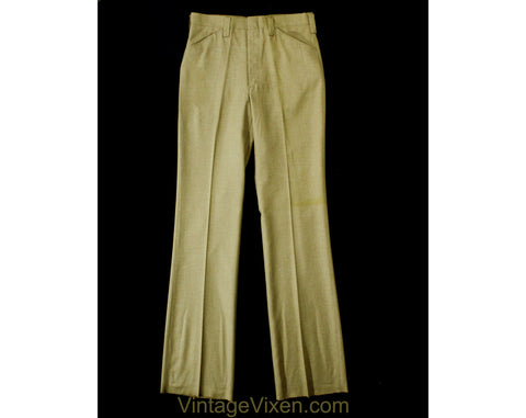Men's Medium 60s Pants - Mod Late 1960s Khaki Brown Tailored Pant - Boot Cut Flare Trouser - Handsome Deadstock - Waist 33.5 - Inseam 37.75