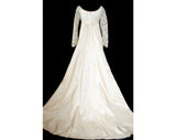 Size 8 Wedding Dress - Exquisite 1960s Peau du Soie Bridal Gown with Pearls & Lace - Priscilla of Boston Deadstock - Bust 34.5 - 31837-1