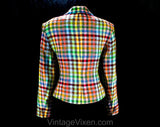 Size 8 Designer Jacket - Arabella Pollen Rainbow Tweed 90's Blazer - 1990s Suit Separates - Transparent Buttons - London Label - Bust 35