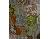Size 8 Autumn Maxi Skirt - Chic Bohemian Cotton Patchwork Skirt - Golden Tawny Brown Sage Copper Sateen - Ankle Length - Waist 26.5 - 50779