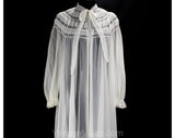 Size 14 White Robe - 1960s Nightgown Layers - Large 50s 60s Sheer Nylon Tricot with Lace & Frou Frou Ruffle - Summer Trousseau Lingerie