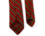 50s Striped Silk Tie - 1950s Maroon Red & Black Necktie - Diagonal Stripes Collegiate Style Preppy Cravat - Mid Century 50's Office Wear
