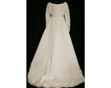 Size 2 Wedding Gown - Austere 1960s Empire Gown with Pearl Clusters & Elegant Train - Romantic 60s XS Petite Dress - Bust 32 - 32777-1
