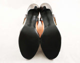 Size 6 1/2 Brown Sandal - Sexy Retro 30s Style Sandals - Size 6.5 M Deco 1970s Shoes - Radiant Tri Color - Peep Toe - 70s NOS Deadstock