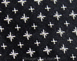 Men's 50s Skinny Tie - Starlight Black Silk Satin Brocade - 1950s Cocktail Lounge Singer Necktie with White Diamond Starburst - Rat Pack Era