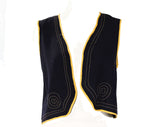 Size 8 Gypsy 1920s Vest - As Is Authentic Flapper Era 20s Open Front Top with Top Stitched Swirls - Black Wool & Orange Trim - Bust 35