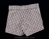 Teen Boy's 1950s Shorts - Size 16 Brick Red & Ivory Gingham Summer Cotton - Authentic 50s Childs Preppy Classic NOS Deadstock - Waist 27
