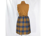 Size 4 Mod Designer Dress - 1960s Brown & Turquoise Blue Sleeveless Office Dress - 60s High End Label - Italian Designer Sarmi - Bust 35