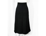 Size 12 Black Knit Long Skirt - 1980s French Rags Nubby Rayon Jersey - Beautiful Boutique Label 80s 90s - Made in USA - Large - Waist to 32