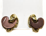 1950s Brown Paisley Necklace & Earrings Set - Fall 50s Brown Molded Thermoset Plastic and Goldtone - Mid Century Rockabilly Comma Shape